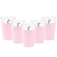 Feestbekers met hoesjes - 40x - lichtroze - papier - 250ml