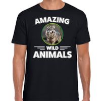 T-shirt wolven amazing wild animals / dieren zwart voor heren - thumbnail