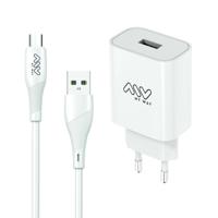 Oplader + Kabel USB A naar USB-C Myway Wit 12 W