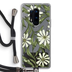 Wit bloemenpatroon: OnePlus 8 Pro Transparant Hoesje met koord