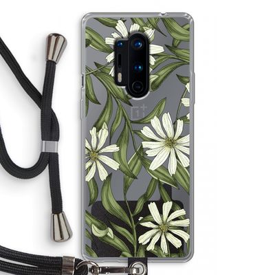 Wit bloemenpatroon: OnePlus 8 Pro Transparant Hoesje met koord