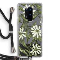 Wit bloemenpatroon: OnePlus 8 Pro Transparant Hoesje met koord