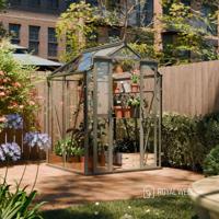 Royal Well Anne 1 tuinkas met veiligheidsglas en fundering - groengrijs