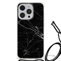 iPhone 14 Pro Anti-Shock Hoesje Marmer Zwart - Origineel Cadeau Vader