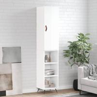Hoge kast 34,5x34x180 cm bewerkt hout hoogglans wit