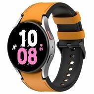 leer + siliconen bandje - Maat: small - Oker - Samsung Galaxy watch 7 / Galaxy Watch FE - 40mm & 44mm