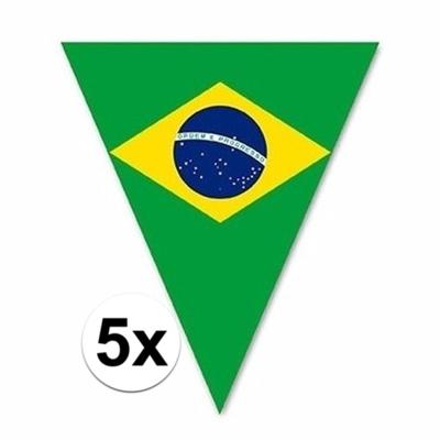 Versiering Brazilie vlaggenlijn - 5x - 500 cm - landen - plastic - versiering