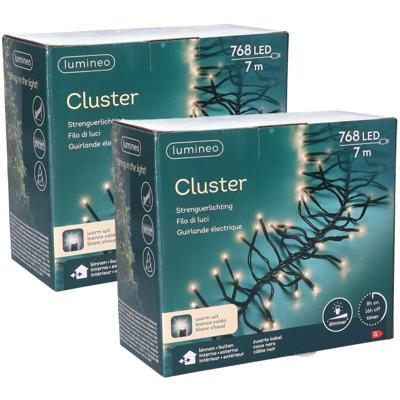 Lumineo Clusterverlichting - 2x - warm wit - 768 leds - 700 cm - kerstverlichting