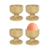 Eierdopjes bamboe hout - 12x - blanco - 5 x 5 cm - ontbijt/brunch servies