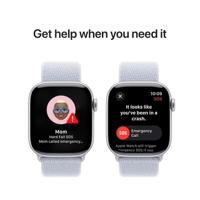 AppleWatch Series 10 GPS + Cellular 42mm Aluminium Case met Blue Cloud Sport Loop Smartwatch Zilver