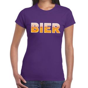 Bier tekst t-shirt paars dames