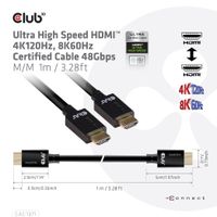 CLUB3D Ultra High Speed HDMI 4K120Hz, 8K60Hz Certified Cable 48Gbps M/M 1 m/3.28 ft 1Meter - thumbnail