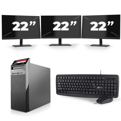 Lenovo ThinkCentre Edge 72 Tower - Intel Core i7-3e Generatie - 16GB RAM - 256GB SSD - Windows 10 + 3x 22 inch Monitor