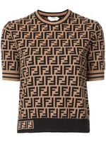 FENDI top à motif monogrammé - Marron