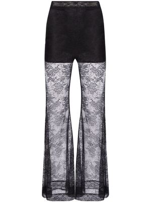 Nina Ricci pantalon évasé à détails en dentelle - Noir