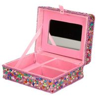 Juwelenkistje/juwelenbox roze met deksel 8 x 10 cm