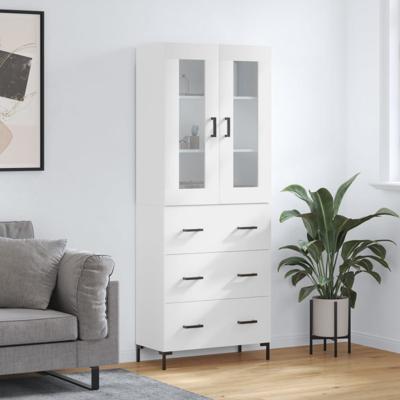 Hoge kast 69,5x34x180 cm bewerkt hout wit