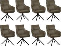 Set van 8 Grijze leren industriële draaibare eetkamerstoelen Fancy - Granada leer Ash (grijs leer) Set van 8 Grijze leren industriële draaibare eetkamerstoelen Fancy - Granada leer Ash (grijs leer)