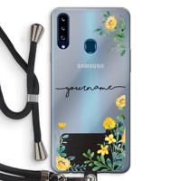Gele bloemen: Samsung Galaxy A20s Transparant Hoesje met koord