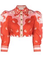 ZIMMERMANN blouse crop à imprimé graphique - Rouge