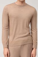 OLYMP Casual Modern Fit Trui ronde hals beige, Effen - thumbnail