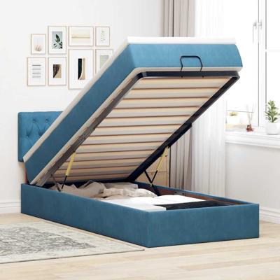 Ottoman bed met matras en LED's 100x200 cm fluweel donkerblauw