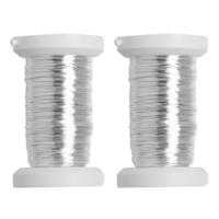 Binddraad - 2x - metallic zilver - 40 meter - dikte 0,4 mm - draad/koord