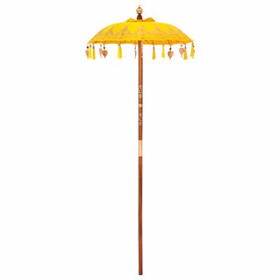 Balinese Parasol Anders Geel x 260 cm Katoen en massief hout