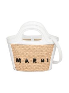 Marni Kids petit sac seau Tropicalia en raphia effet - Blanc