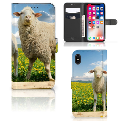 Apple iPhone Xs Max | Telefoonhoesje | Met pasjeshouder | Schaap en Lammetje