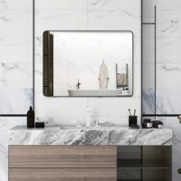 HD Rechthoekige Wandspiegel met Explosieveilige Folie Roestvrij Metalen Frame Wandspiegel met Afgeronde Hoeken voor Badkamer Woonkamer