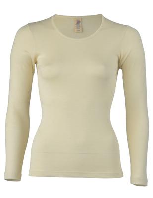 Dames Shirt Lange Mouw Zijde Wol Engel Natur Kleur Gebroken wit Maat 46/48 - Extra Large