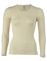 Dames Shirt Lange Mouw Zijde Wol Engel Natur Kleur Gebroken wit Maat 46/48 - Extra Large
