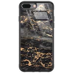 iPhone 8 Plus/7 Plus glazen hardcase - Marmer grijs brons