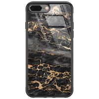 iPhone 8 Plus/7 Plus glazen hardcase - Marmer grijs brons iPhone 8 Plus/7 Plus glazen hardcase - Marmer grijs brons
