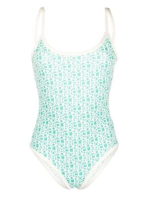 Moncler maillot de bain à logo imprimé en all over - Vert