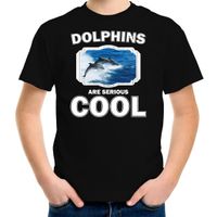 Dieren dolfijn groep t-shirt zwart kinderen - dolphins are cool shirt jongens en meisjes - thumbnail