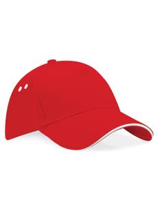 Beechfield CB15C Ultimate 5 Panel Cap - Sandwich Peak - Classic Red/White - One Size