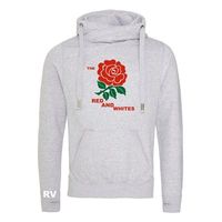 Rugby Vintage - Engeland Red & White Cross Neck Hoodie - Grijs - thumbnail