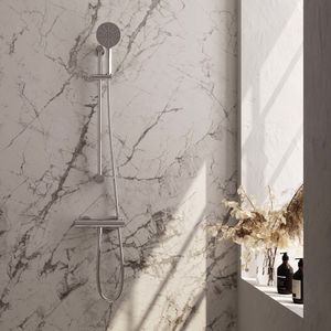 Douchekraanset Brauer Chrome Edition Opbouw Met Glijstang En Ronde Handdouche Chroom Brauer
