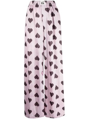 Natasha Zinko pantalon ample à imprimés cœurs - Rose
