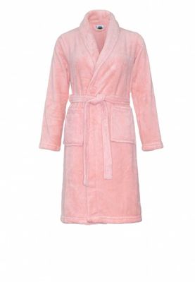 Relax Company Pastel roze fleece kinderbadjas met naam borduren