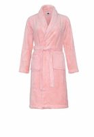 Relax Company  Pastel roze fleece kinderbadjas met naam borduren - thumbnail
