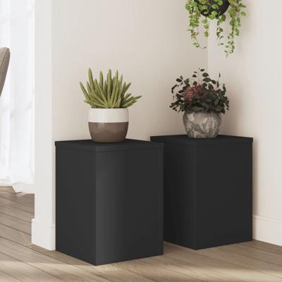 VidaXL Plantenstandaards 2 st 25x25x35 cm bewerkt hout zwart