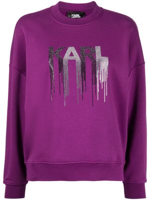 Karl Lagerfeld sweat à ornements strassés - Violet