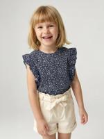 T-shirt met korte mouwen en ruches voor meisjes marineblauw