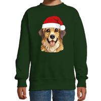 Kersttrui / sweater honden - kinderen - Golden Retriever - groen - kerstmuts - Kerstmis