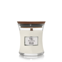 WoodWick white teak mini candle