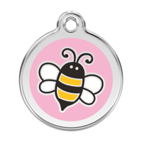 Bumble Bee Pink roestvrijstalen hondenpenning large/groot dia. 3,8 cm - Reddingo Bumble Bee Pink roestvrijstalen hondenpenning large/groot dia. 3,8 cm - Reddingo