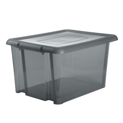 EDA Opbergbox 80L - grijs - stapelbaar - L56 x B50 x H36 cm - kunststof - Bak/doos met deksel